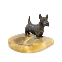 Scottish Terrier Bronze & Green Onyx Ashtray
