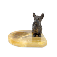 Scottish Terrier Bronze & Green Onyx Ashtray