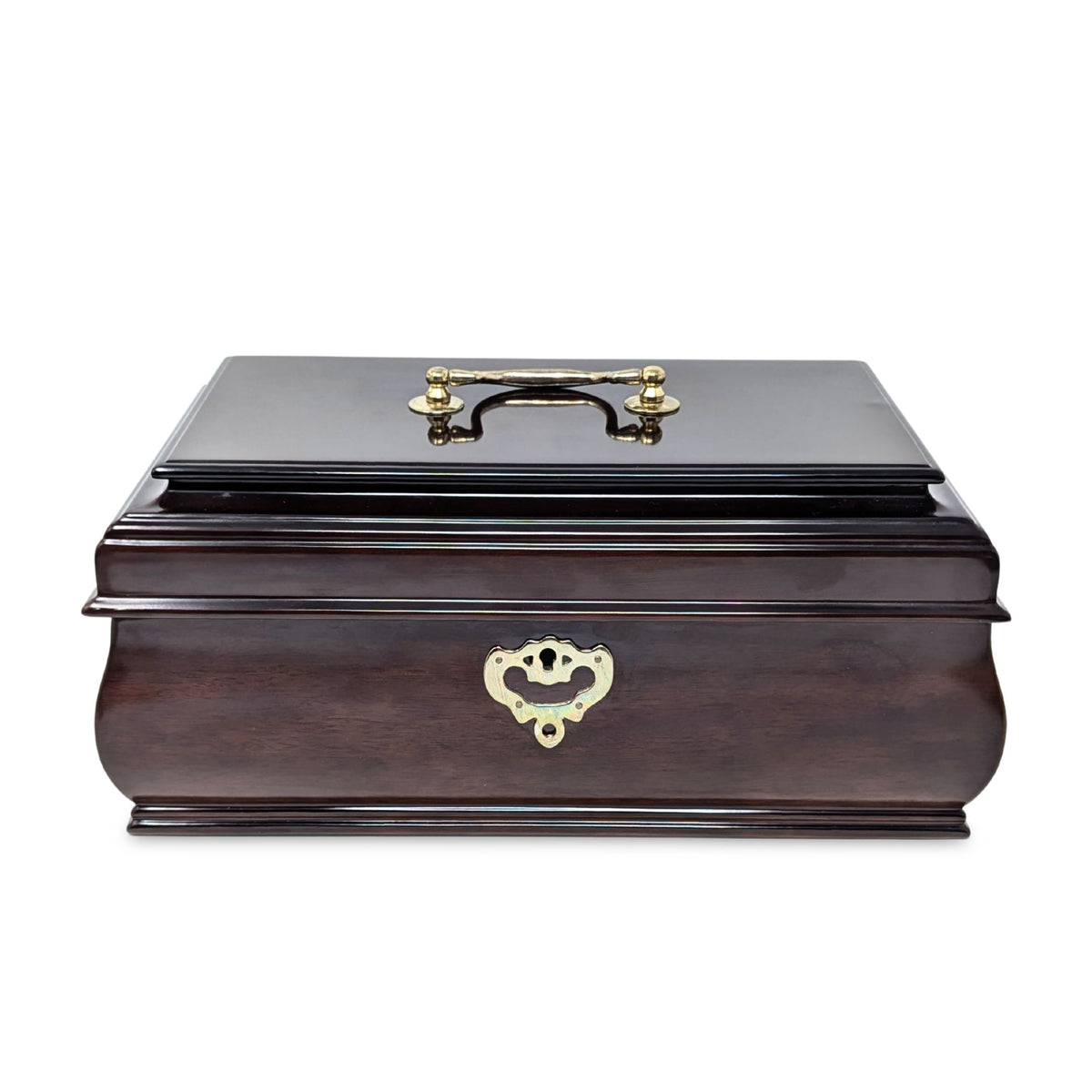 Bombay Style Mahogany Stained Jewelry Box w/ Key