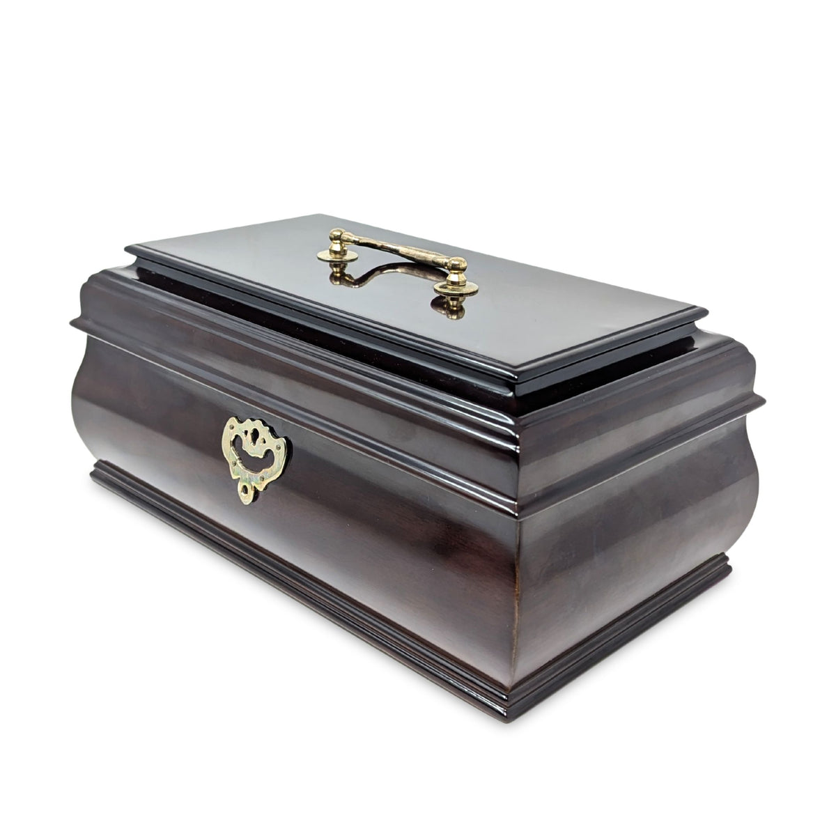 Bombay Style Mahogany Stained Jewelry Box w/ Key