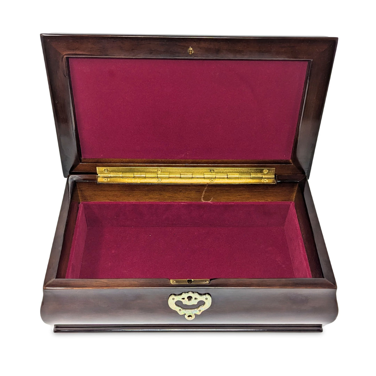 Bombay Style Mahogany Stained Jewelry Box w/ Key