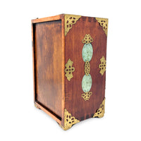 Vintage Chinese Rosewood, Jade, & Brass Jewelry Box