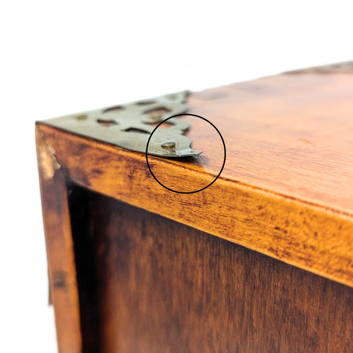 Vintage Chinese Rosewood, Jade, & Brass Jewelry Box