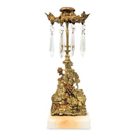 19th Century 14" Girandole Luster Candlestick w/ Prisms