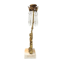 19th Century 14" Girandole Luster Candlestick w/ Prisms