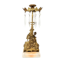19th Century 14" Girandole Luster Candlestick w/ Prisms