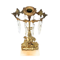 19th Century 14" Girandole Luster Candlestick w/ Prisms