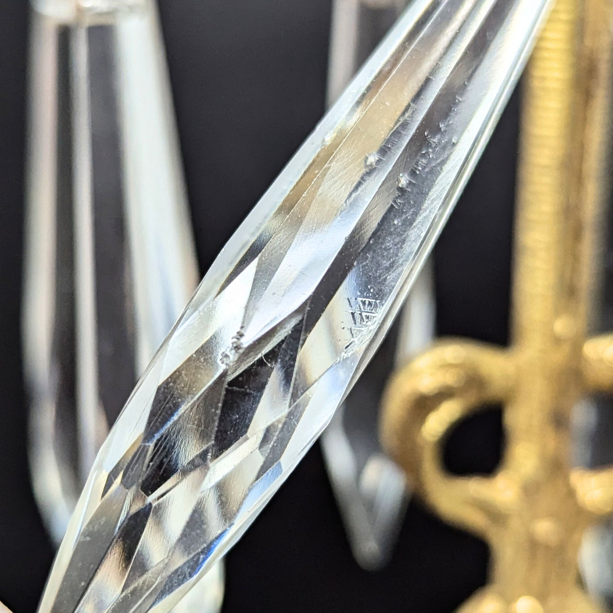 19th Century 14" Girandole Luster Candlestick w/ Prisms