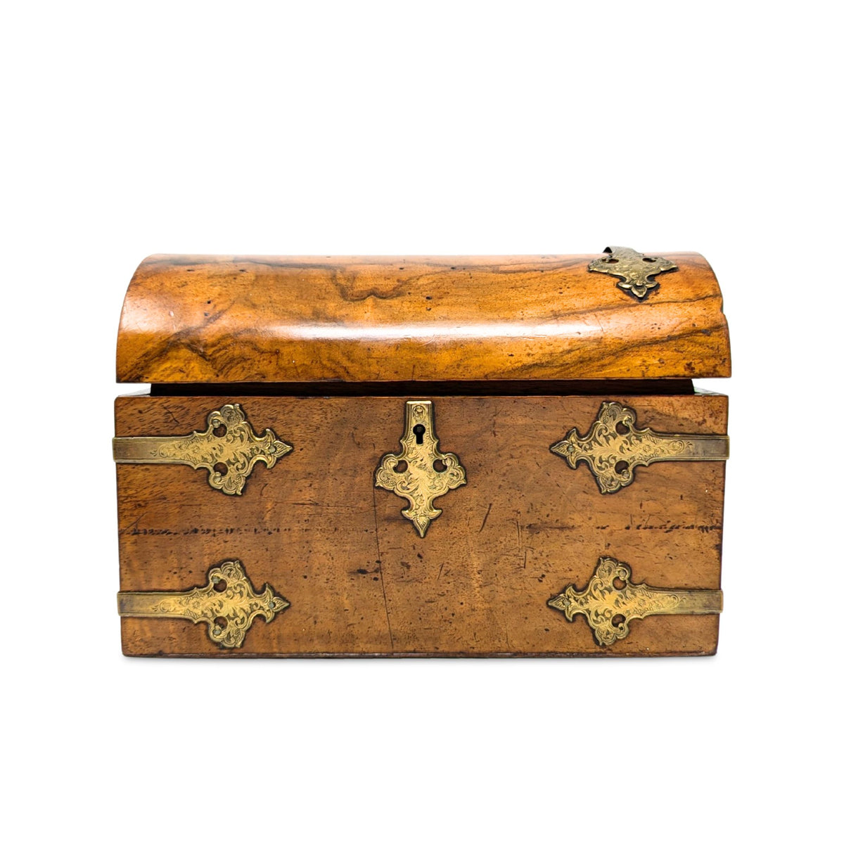 19th Century Burled Walnut Tea Caddy