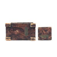 Faux Wood Decorated Desk Box & Inkwell