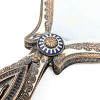 Enameled Metal Filigree Vanity Brush & Mirror