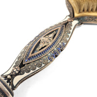 Enameled Metal Filigree Vanity Brush & Mirror