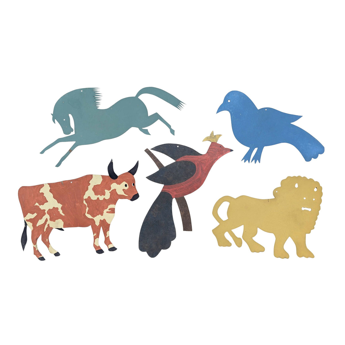 Hammer Song Tin Animal Ornaments by B. Cukla (Set of 5)