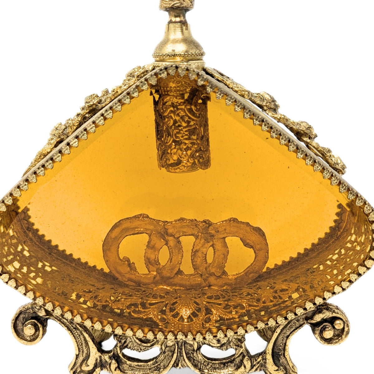 Vintage Ormolu Gold Filigree 9" Perfume Bottle