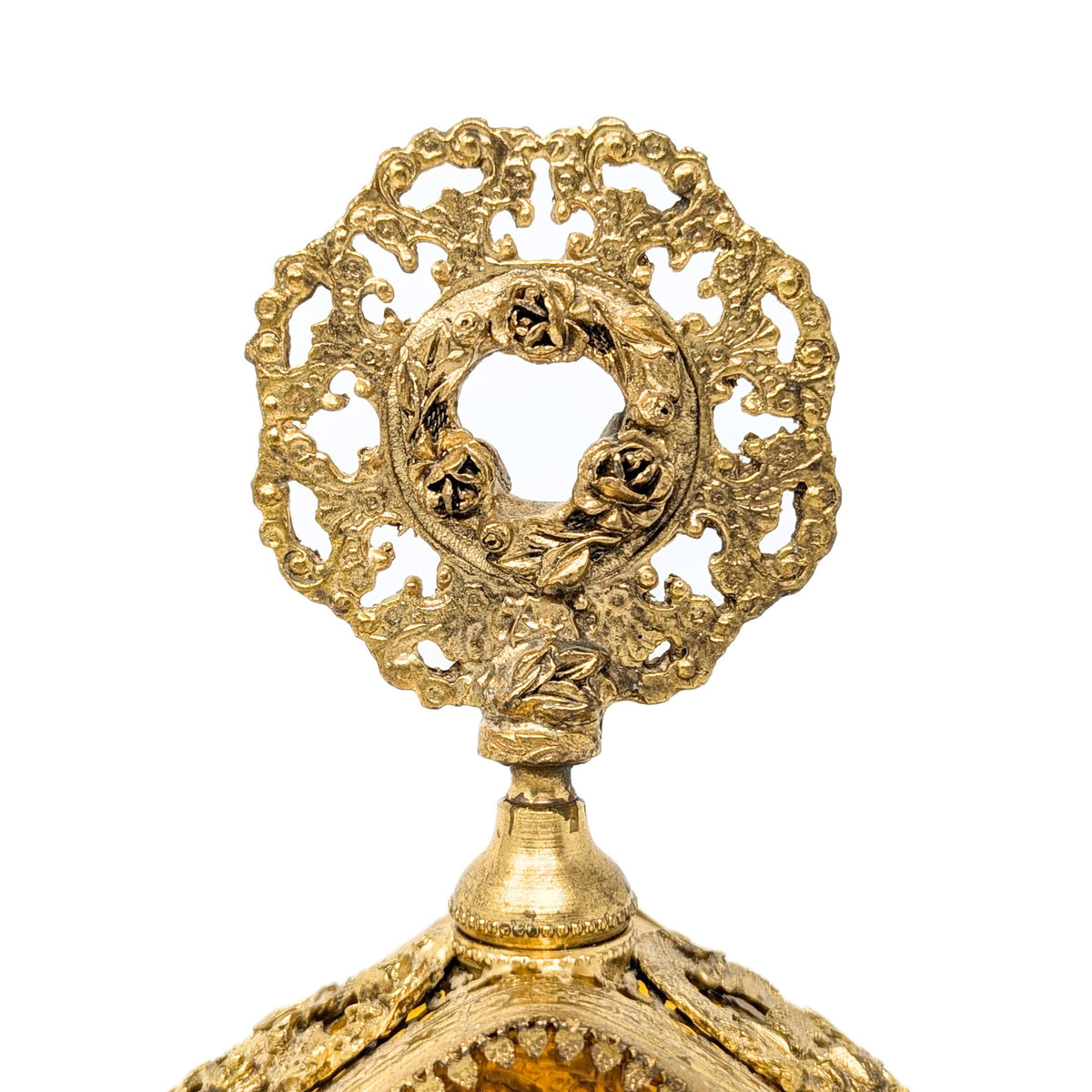 Vintage Ormolu Gold Filigree 9" Perfume Bottle