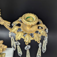 Victorian Brass 17" Girandole Candelabra w/ Prisms