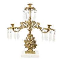 Victorian Brass 17" Girandole Candelabra w/ Prisms
