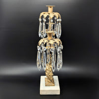 Victorian Gilt Bronze 15" Girandole Candelabra w/ Prisms