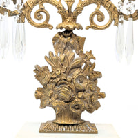 Victorian Gilt Bronze 15" Girandole Candelabra w/ Prisms