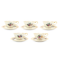 Royal Bayreuth "Nurenberg" Set of 5 Tea Cups & Saucers (10pcs)