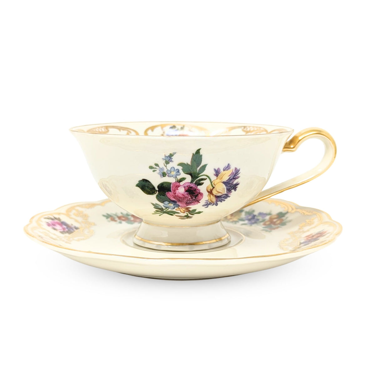 Royal Bayreuth "Nurenberg" Set of 5 Tea Cups & Saucers (10pcs)