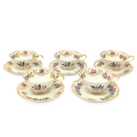 Royal Bayreuth "Nurenberg" Set of 5 Tea Cups & Saucers (10pcs)