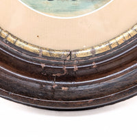 Pair of Antique Victorian Oval Wood Frames w/ Hand-Colored Photos