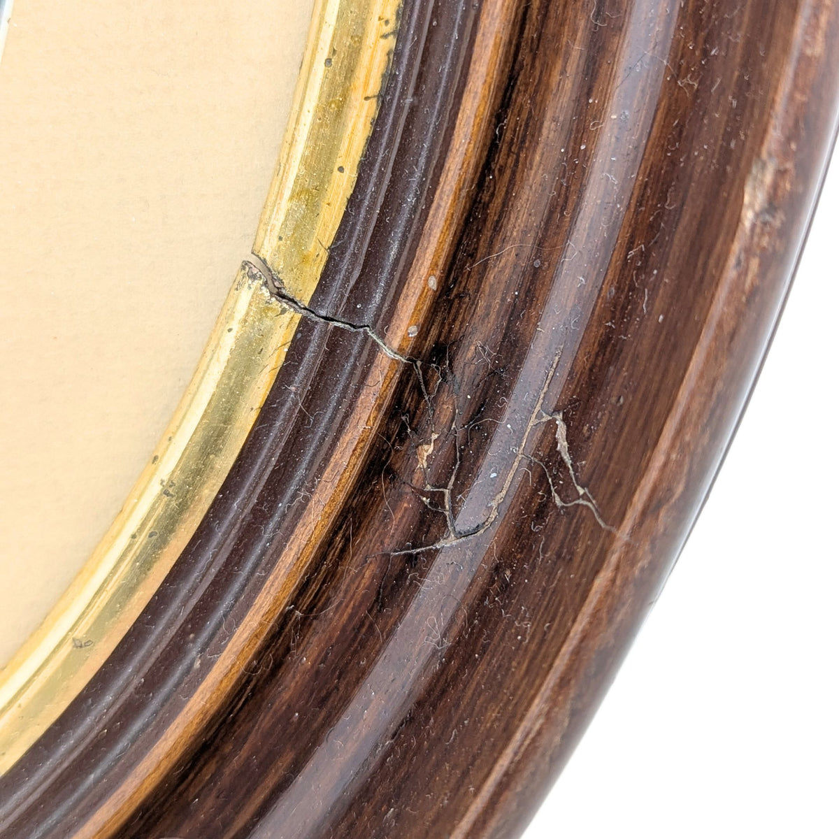 Pair of Antique Victorian Oval Wood Frames w/ Hand-Colored Photos