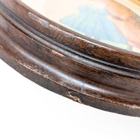 Pair of Antique Victorian Oval Wood Frames w/ Hand-Colored Photos