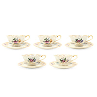 Royal Bayreuth "Nurenberg" Set of 5 Tea Cups & Saucers (10pcs)
