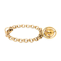 14K Gold Double Link World Globe 6.75" Charm Bracelet