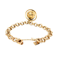 14K Gold Double Link World Globe 6.75" Charm Bracelet