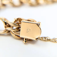 14K Gold Double Link World Globe 6.75" Charm Bracelet