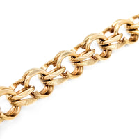 14K Gold Double Link World Globe 6.75" Charm Bracelet