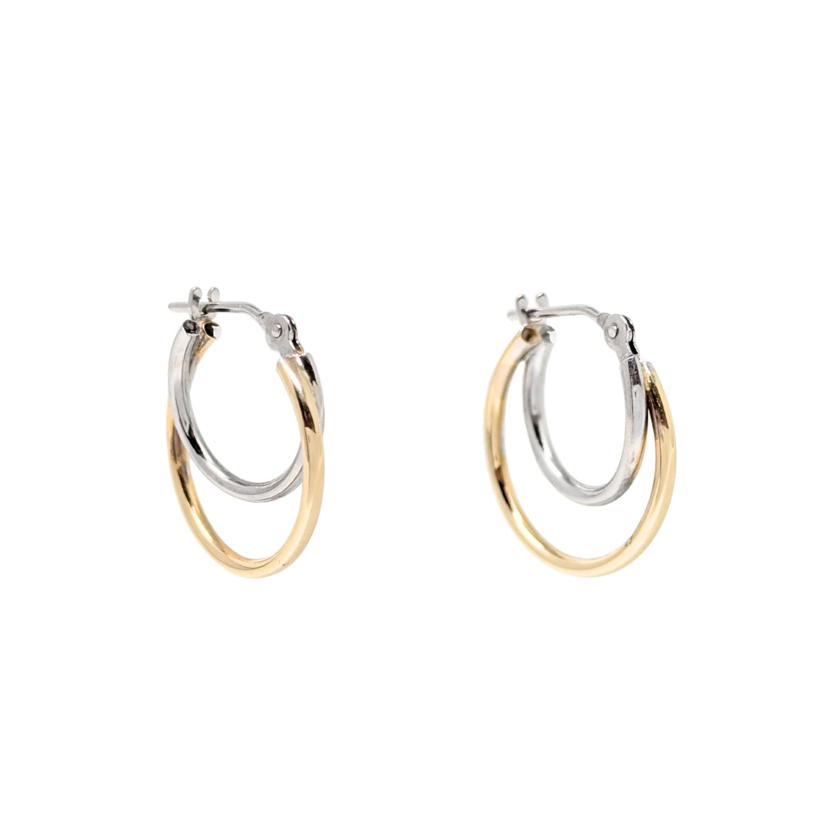 14K Two-Tone Gold 15mm Double Hoop Earrings