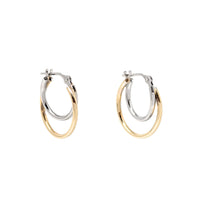 14K Two-Tone Gold 15mm Double Hoop Earrings