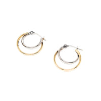14K Two-Tone Gold 15mm Double Hoop Earrings