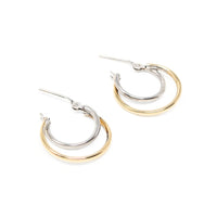 14K Two-Tone Gold 15mm Double Hoop Earrings