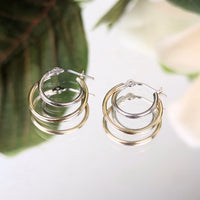 14K Two-Tone Gold 15mm Double Hoop Earrings