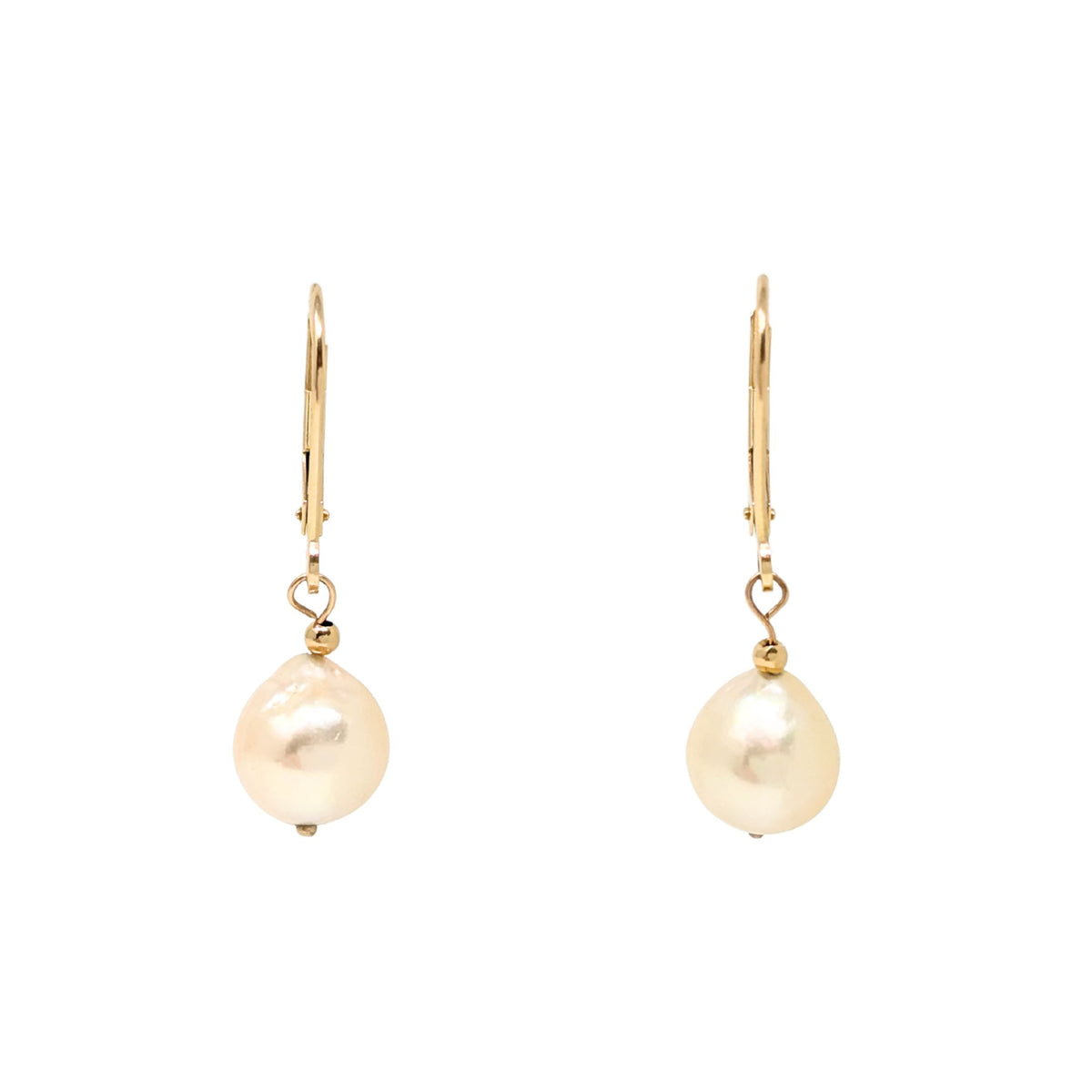 14K Gold 8mm Baroque Pearl Drop Earrings
