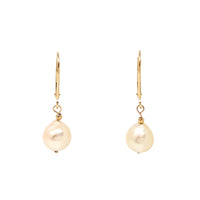14K Gold 8mm Baroque Pearl Drop Earrings