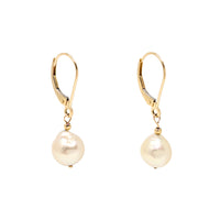 14K Gold 8mm Baroque Pearl Drop Earrings