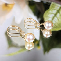 14K Gold 8mm Baroque Pearl Drop Earrings