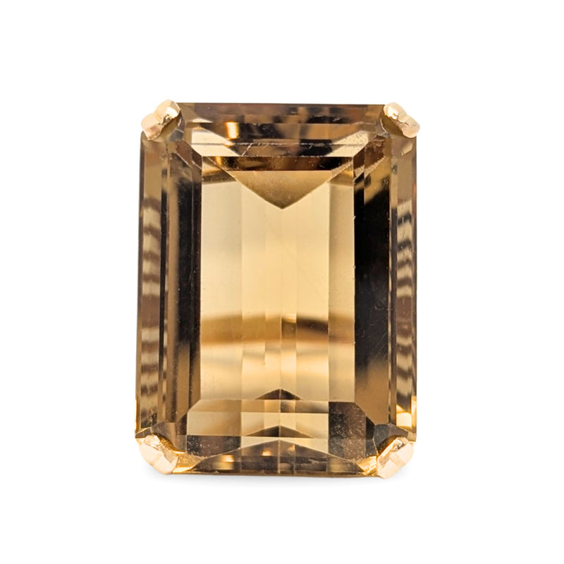 18K Gold 28ct Apricot Citrine Cocktail Ring - Size 5.5