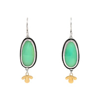 Ananda Khalsa Sterling Silver/22K Gold Lime Jade Drop Earrings