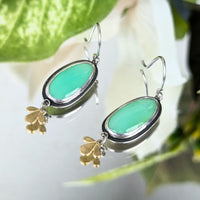 Ananda Khalsa Sterling Silver/22K Gold Lime Jade Drop Earrings