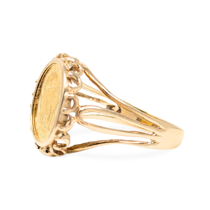 Isle of Man 1/25oz Gold Crown Cat Ring - Size 9.5