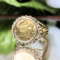 Isle of Man 1/25oz Gold Crown Cat Ring - Size 9.5