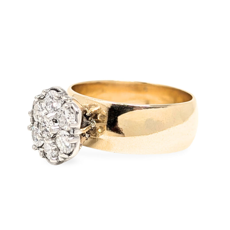 Custom 14K Gold 7 Diamond Cluster Ring - Size 7 1/4