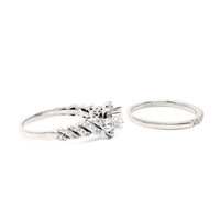 14K White Gold Halo 1.0tcw Princess Diamond Engagement Ring Set - Size 5.5